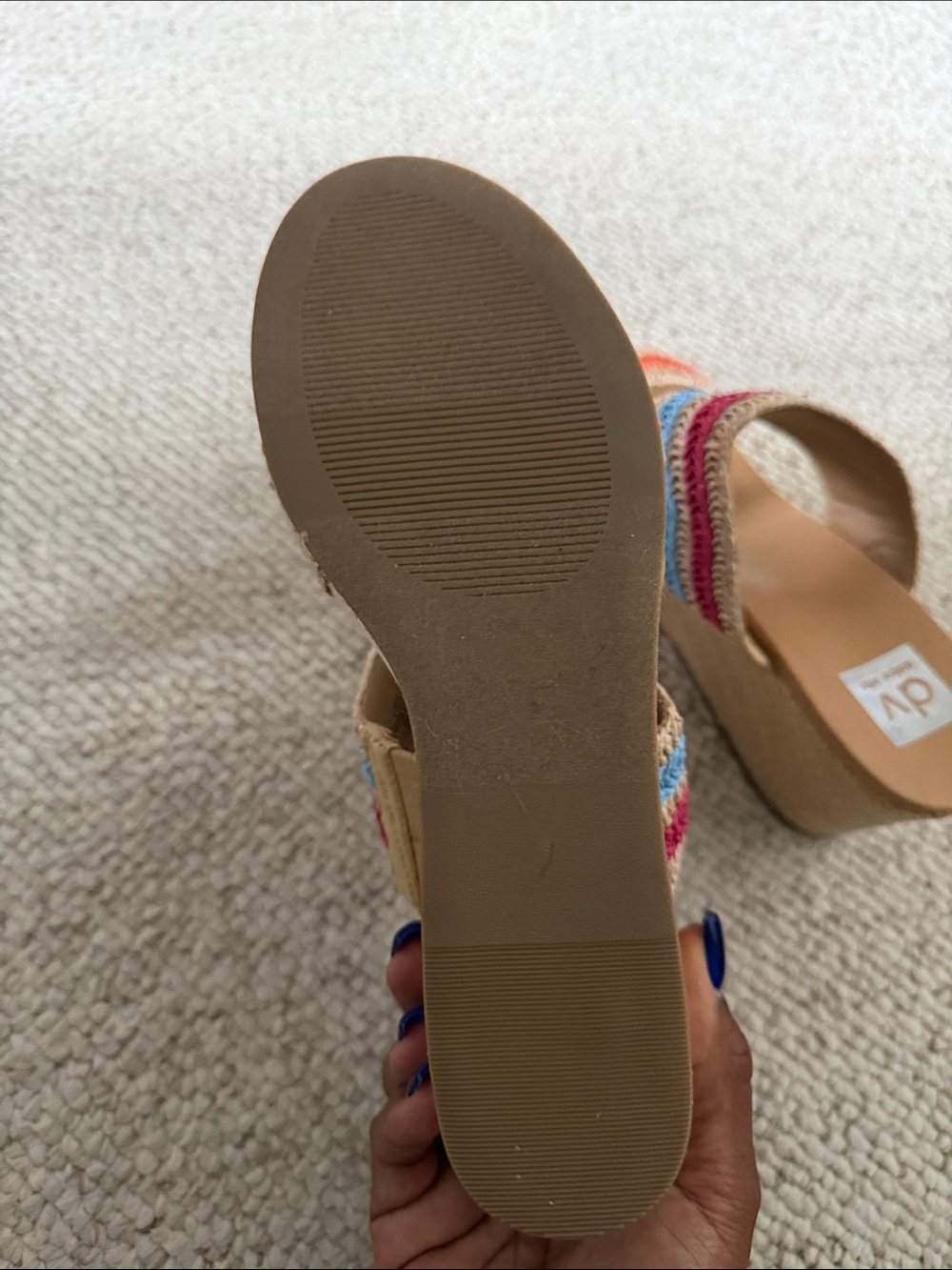 Dolce Vita Beige Sandals with Multi-Color Crochet Straps - Picture 5 of 6